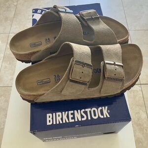 Birkenstock Arizona Taupe Suede Sandals